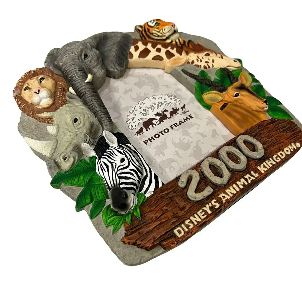 Vintage 2000 Y2K Disney’s Animal Kingdom Safari Picture Frame 3D Sculpted Animal